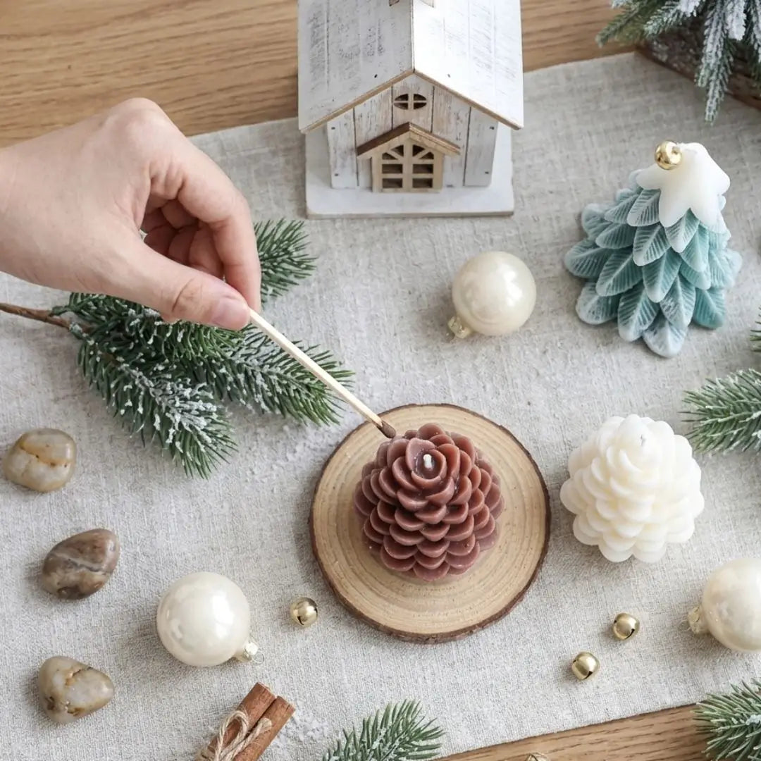 Christmas scented candle in the shape of a pine cone