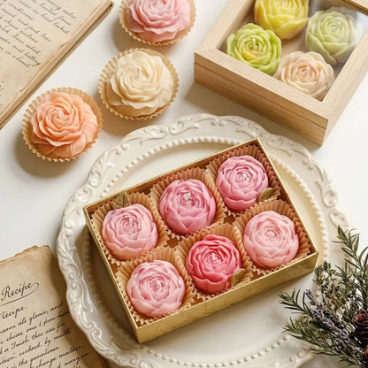 Set of 4 handmade rose scented candles