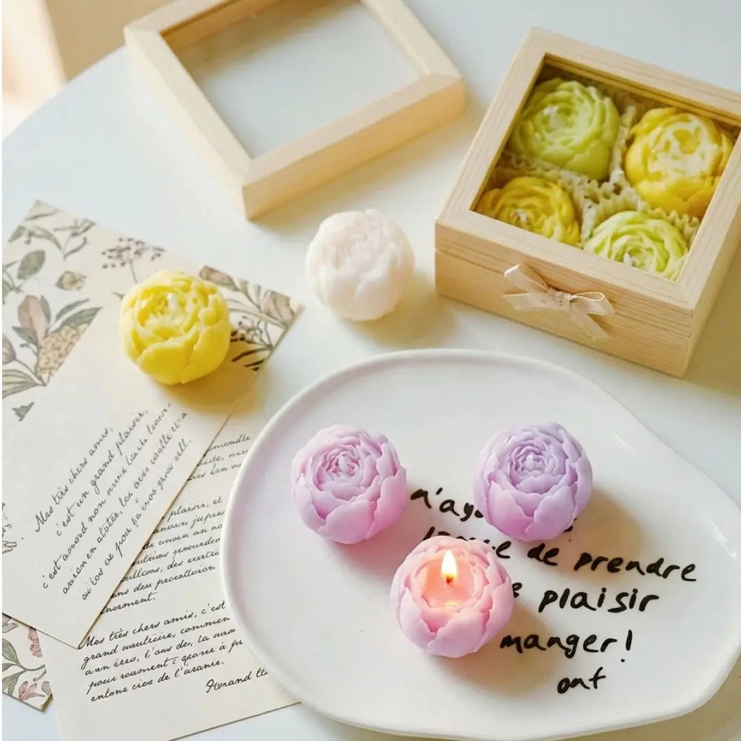 Set of 4 handmade rose scented candles