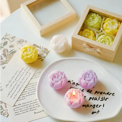 Set of 4 handmade rose scented candles