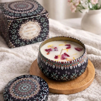Vintage scented candles in soy wax jars with floral fragrance