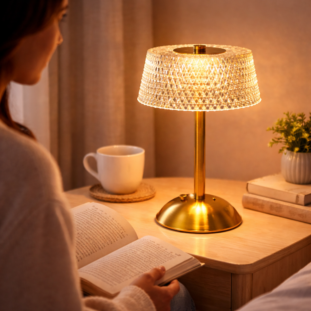 Glass and LED night light for decoration and creating cozy environments