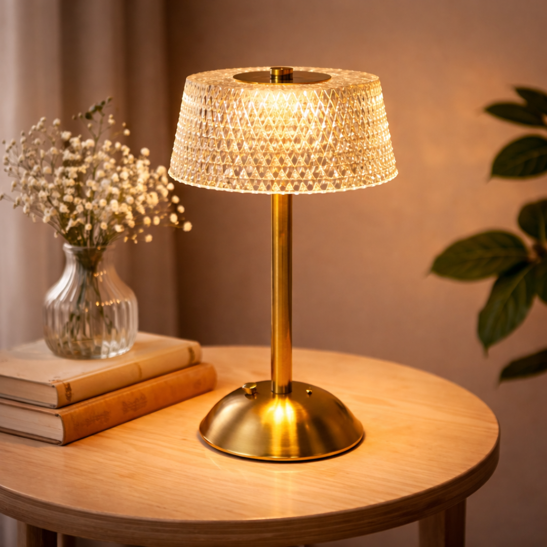 Glass and LED night light for decoration and creating cozy environments
