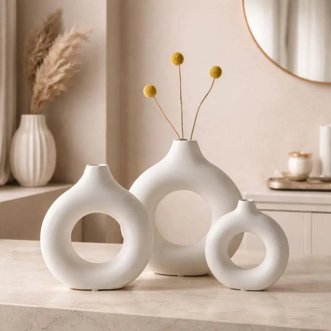 Nordic Aura White Decorative Vase