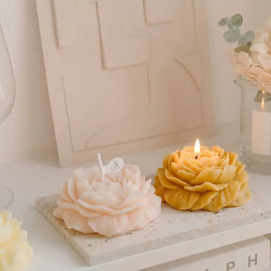 Decorative candle in the shape of a peony flower