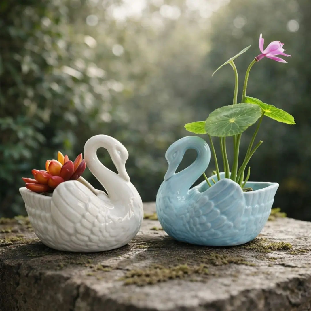 Elegant Swan Ceramic Decor Holder